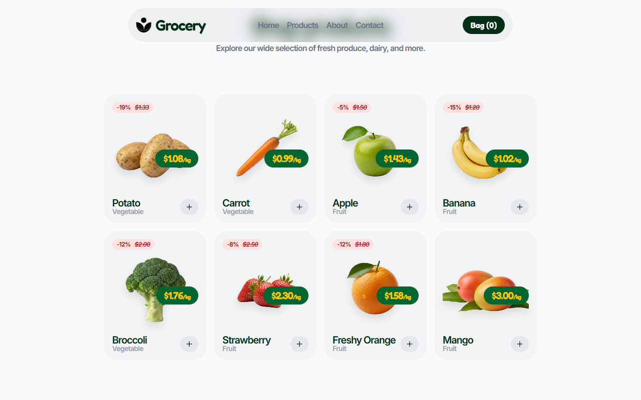 Basic React Grocery App